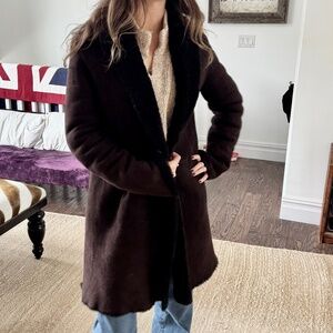 Maxfield Parrish Toscana Brown Soft Suede Lamb Shearling coat